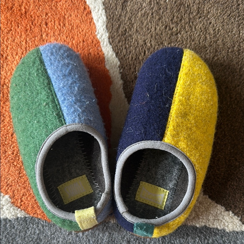 Camper Kids Slippers - Green, Blue, Yellow